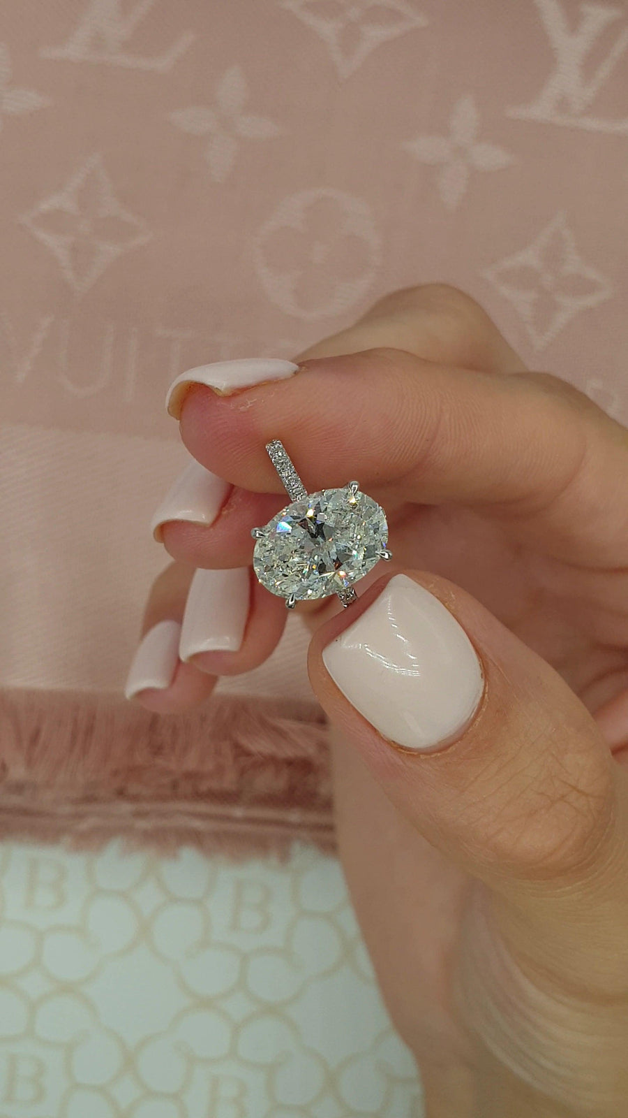 Halo Diamond Moissanite Engagement Ring Rose or White Gold Cluster Ring |  La More Design